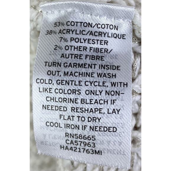 NEW Halogen Women’s White Sweater W/ Little Bit Of Gold Thread Size XL Nordstrom - Picture 5 of 5